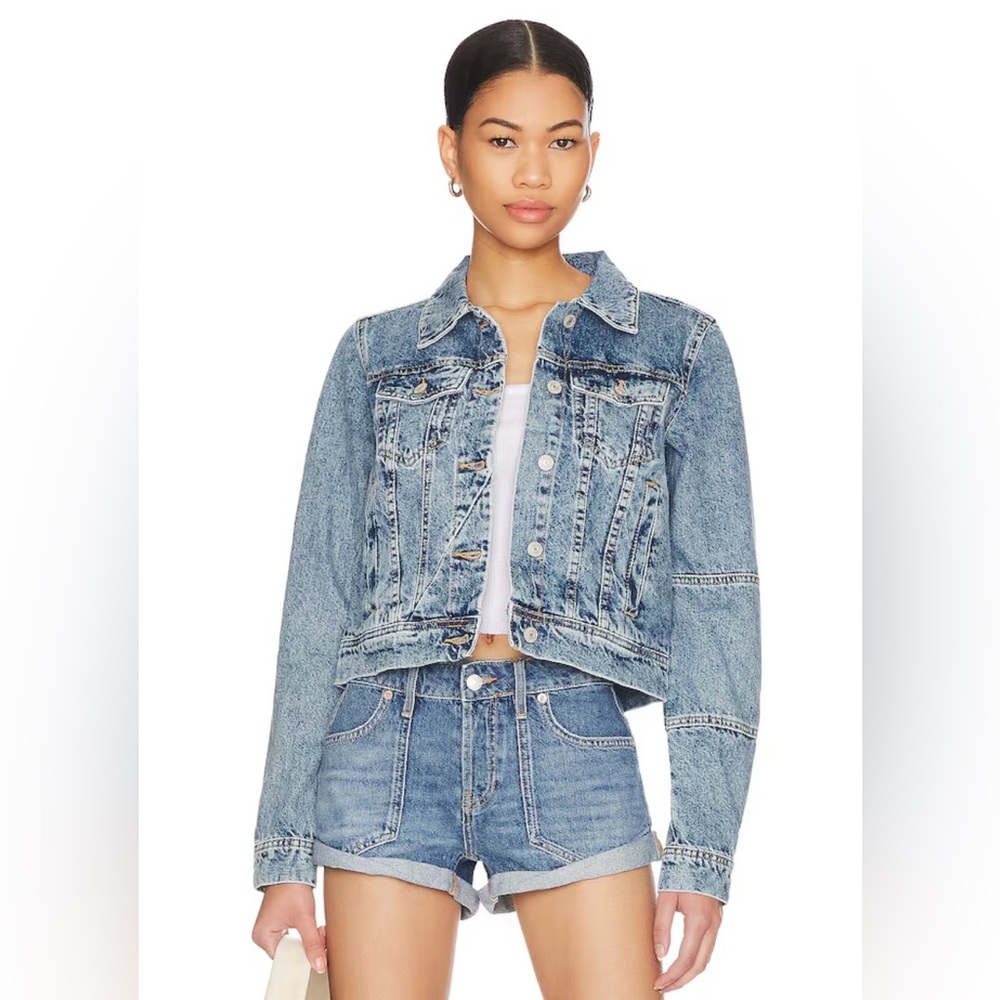 FREE PEOPLE x We The Free Rumors Denim Jacket in Light Indigo - Size XS